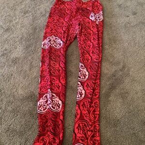 Red and pink heart pants, size tween, LulaRoe brand